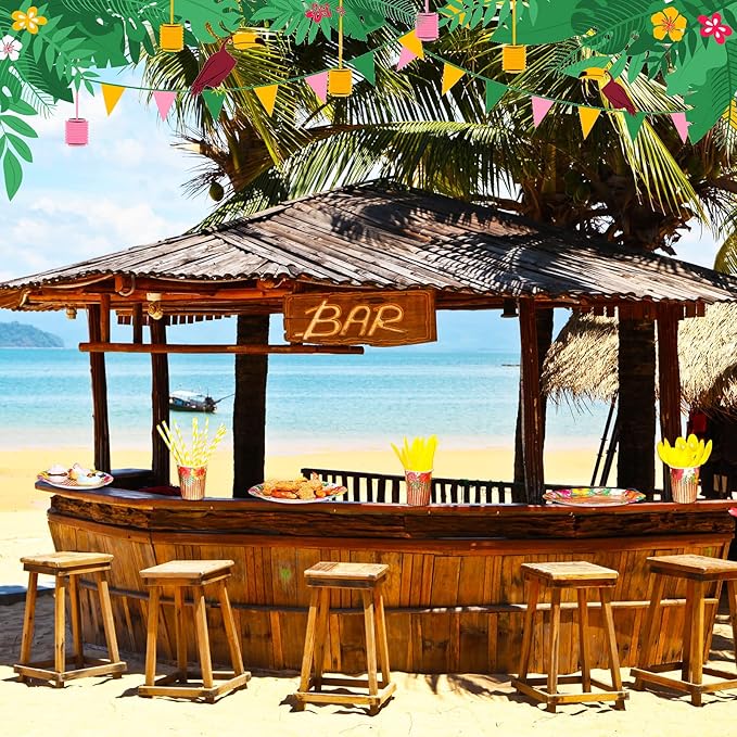 130 Pcs Tiki Party Supplies Sets Hawaiian Party Decor Luau Plates