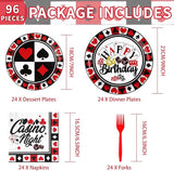 96Pcs Casino Party Decorations Poker Plates and Napkins Disposable