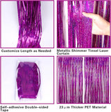 2 Pack 3.2ft x 8.2ft Hot Pink Metallic Tinsel Foil Fringe Curtains,