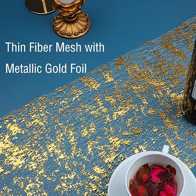 Snowkingdom Glitter Gold Table Runner Roll 11 Inch x 20 Feet Thin