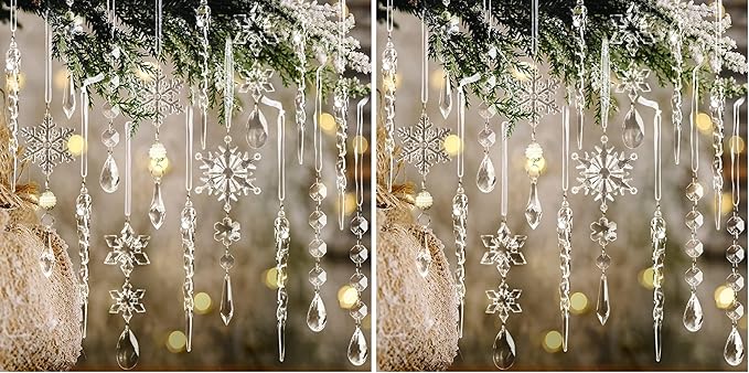 18pcs Christmas Tree Decoration Crystal Ornaments - Hanging Acrylic