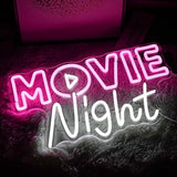 Movie Night Neon Sign LED Pink White Neon Light for Wall Decor