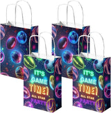 24 Pack Neon Sports Party Favor Bags for Kids Glow in the Dark