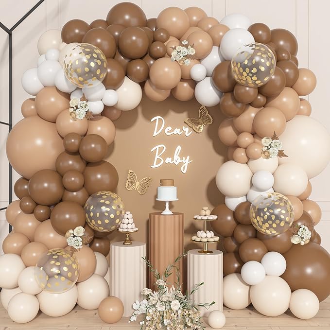 Ouddy Life 157 Pcs Brown Balloons Garland Arch Kit, Beige Nude