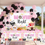 Pink Movie Night Party Decorations Kit Movie Banner Cute Popcorn