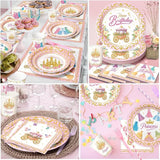 144 Pcs Princess Paper Plates Napkins, Birthday Party Supplies