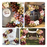 142pcs Burgundy Balloon Arch Garland Kit with Metallic Rose Gold