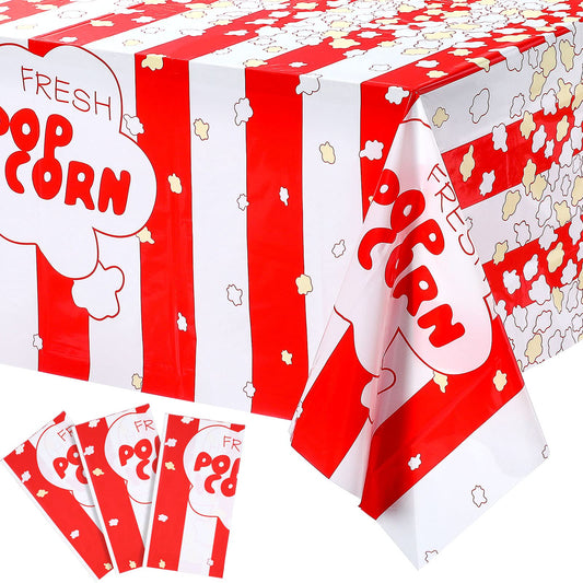 Irenare 3 Pieces Popcorn Tablecloth Decorations Plastic Popcorn Table