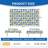 Livcoz Blue Lemon Italy Tile Pattern Rectangle Tablecloth 60 x 104