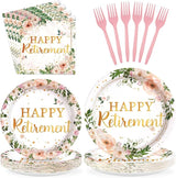96Pcs Wildflower Retirement Party Decorations for Women Pink Gold