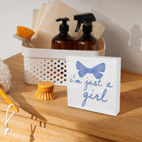 CUANFDDSF Trendy Blue Bow Coquette Room Decor Wooden Box Sign,