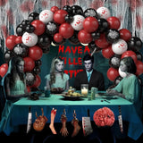 Halloween Balloon Garland with Creepy Cloth & 2 Style Banner Black