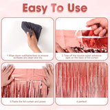 Voircoloria 3 Pack 3.3x8.2 Feet Rose Gold Foil Fringe Backdrop