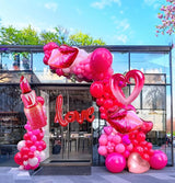 Valentines Day balloon garland arch kit with red Hot pink and love