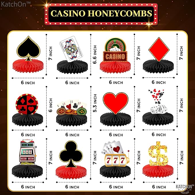 Casino Theme Party Decorations Pack of 12 Clubs and Spades Honeycomb