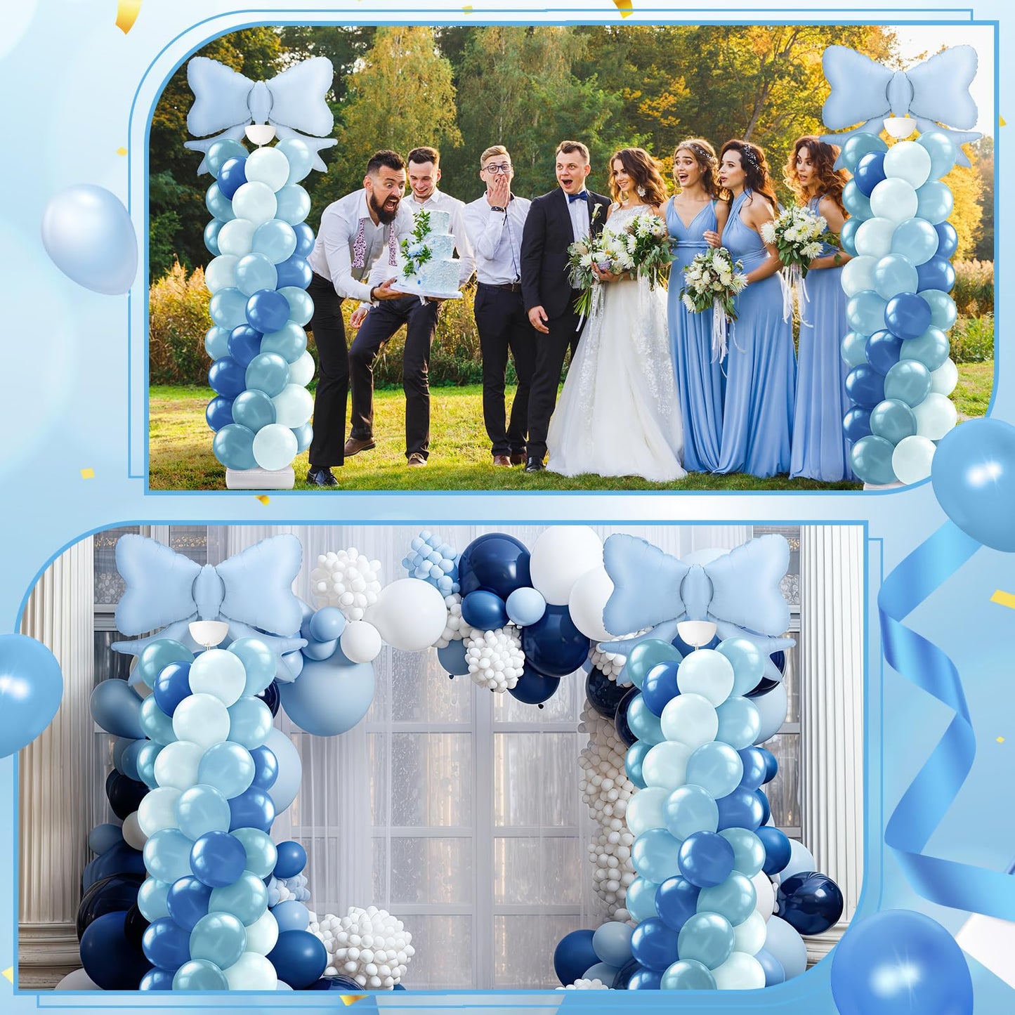 Kasyat Dusty Blue Bow Balloon Column Stand Kit Retro Baby Blue Balloon