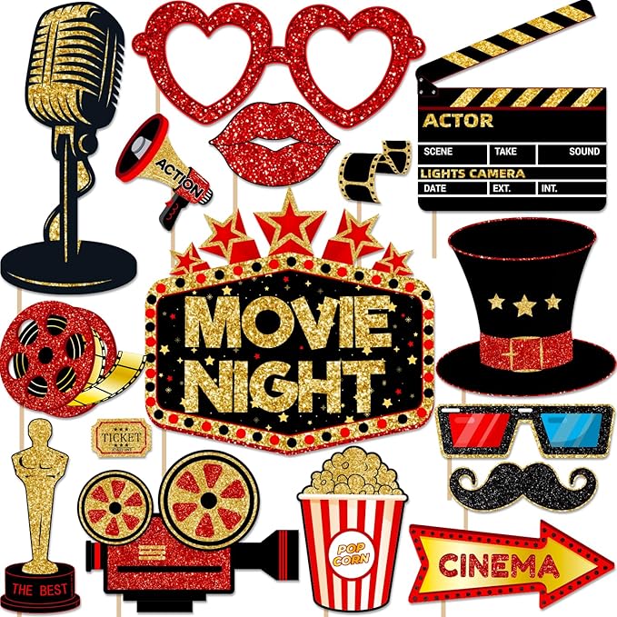 Movie Night Supplies Photo Booth Props Hollywood Photobooth Props