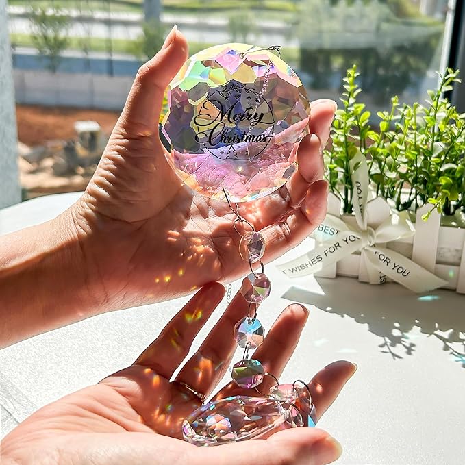 Merry Christmas Crystal Suncatcher Ornament Gifts for Women Mom Wife