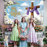 Large Happy Easter Banner 72x44 Inch He is Risen Backdrop for Easter