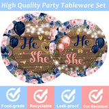 96 Pcs Gender Reveal Party Decorations Supplies He or She Tableware