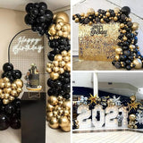 PartyWoo Black and Gold Balloon Arch Kit Garland 140pcs Different
