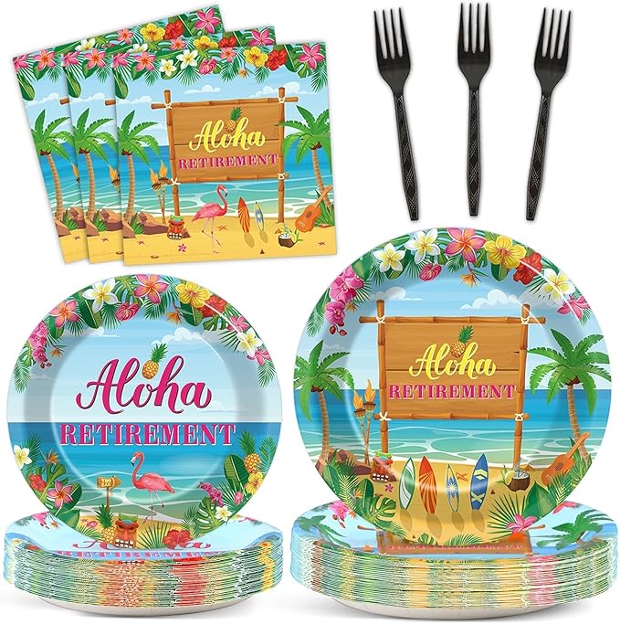 Tropical Hawaiian Luau Happy Retirement Party Decorations Aloha