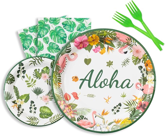 Hawaiian Party Tableware Set Tropical Luau Party Decorations