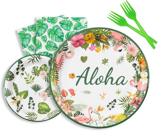 Hawaiian Party Tableware Set Tropical Luau Party Decorations