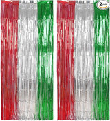 BRAVESHINE 2 Pack Fringe Backdrop Red Silver Green Christmas Party