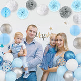 Ouddy Party Blue Baby Shower Decorations with Its a Boy Banner Baby