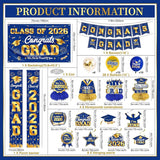 Graduation Decorations Class of 2026 Blue and Gold Graduation Party