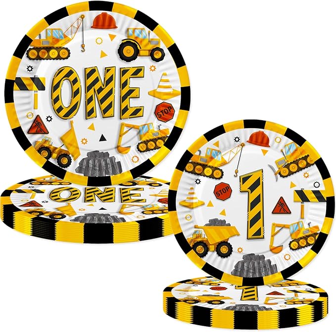 Letromp 80 Pcs Construction 1st Birthday Decorations Dump Truck One