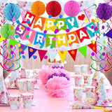 FECEDY Colorful Happy Birthday Banner Paper Triangle Flag Bunting