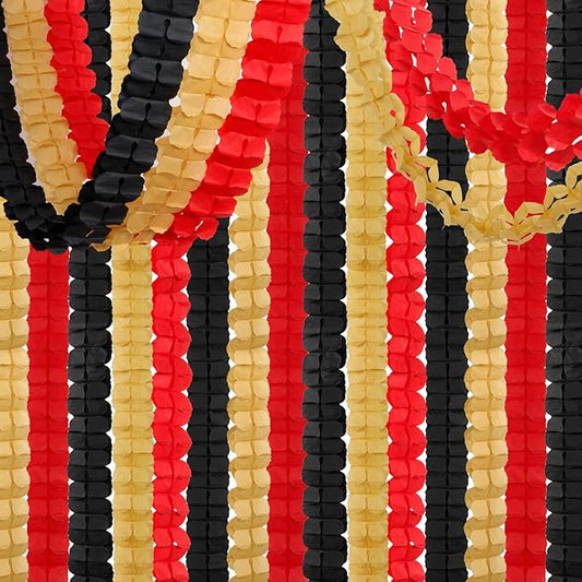 Red-Black Gold Party-Decorations Streamers Garland - 12pcs