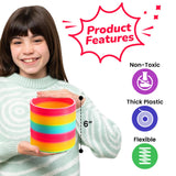 Bedwina Jumbo Rainbow Spring Coil Toy - 6" Plastic Giant Spring Coil