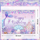 Mermaid Birthday Banner Under The Sea Backdrop for Girls Party