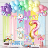 Unicorn 2nd Birthday Party Decorations for Girls Rainbow Banner