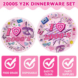 Qyeahkj 100Pcs 2000s Y2K Pink Decorations Party Supplies 90s Plates