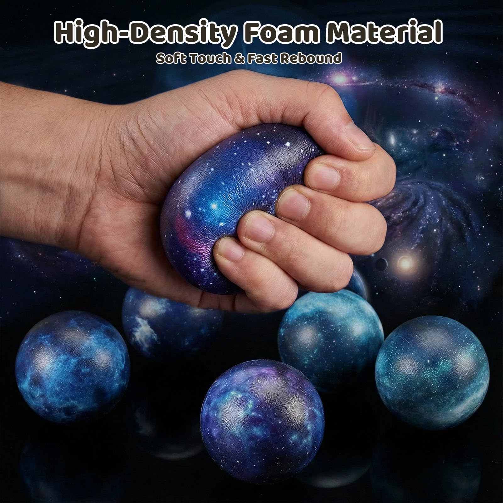 20 PCS Galaxy Stress Balls Bulk, 2.5 Inch Foam Squeeze Balls