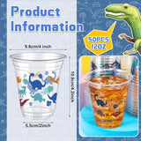 50 Pcs Dinosaur Cups 12 oz Disposable Plastic Cups Dino Tumbler for
