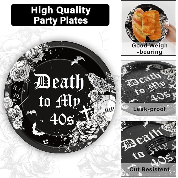 100 Pcs 50th Birthday Plates and Napkins Party Supplies Death To My