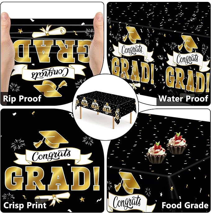 2Pack Graduation Decorations 2026, 108" X 54" Graduation Tablecloth,