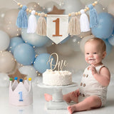 Baby Boy First Birthday Party Decorations Blue High Chair Banner 1st