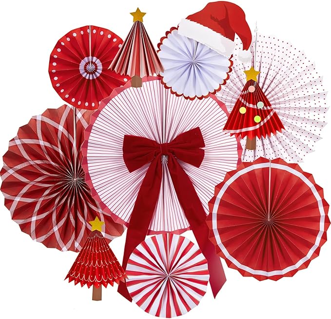 Christmas Paper Fan Decorations Christmas Decorations Classroom Red