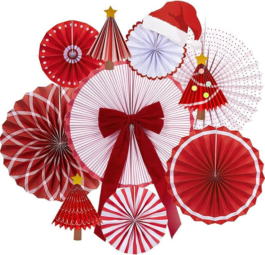 Christmas Paper Fan Decorations Christmas Decorations Classroom Red