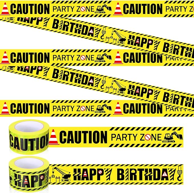 2 Pack Construction Birthday Party Banner Tape 2.36 Inches x 328