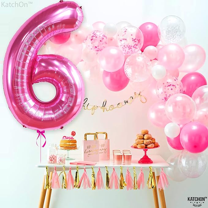 KatchOn, Giant Hot Pink Number 6 Balloon - 40 Inch | 6th Birthday