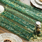 Artoid Mode Green Gold Gauze Table Runner 120 Inch 10FT, Glitter