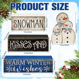 4 Pcs Winter Table Decor Wooden Snowman Decorations Winter Tiered