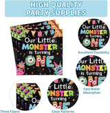 96 Pcs Monster 1st Birthday Party Supplies Little Monster Plates and